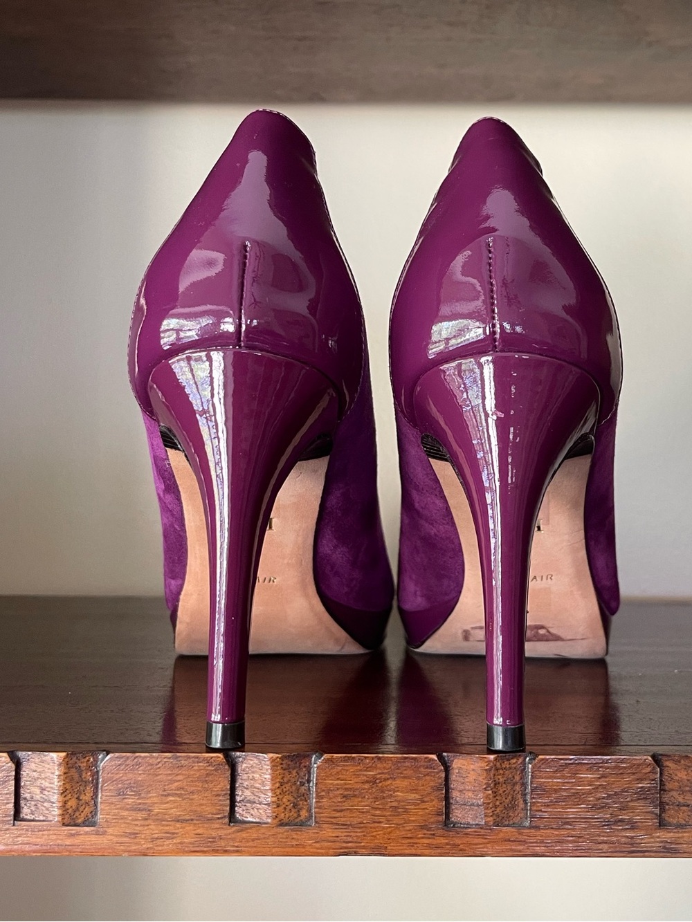 Cole Haan NikeAir Purple Suede Peep Toe Platform Pumps Heels Size 8B - Picture 10 of 11